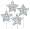 Silver Glitter Stars Cake Topper